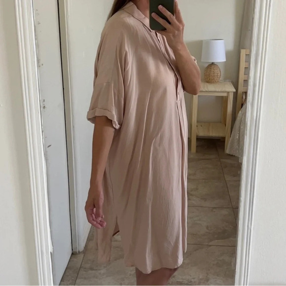 & Other Stories • Tan Cupro Henley Shirtdress - Picture 11 of 12